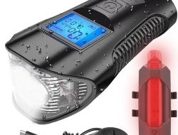 LED svetlo na bicykel USB, vodeodolné, tachometer, el.zvonček