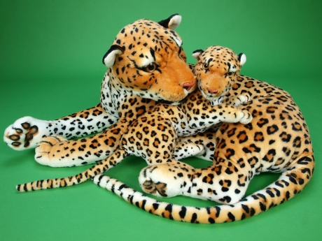 Plyšová leopardí mama s mláďaťom, dĺžka 140/65 cm