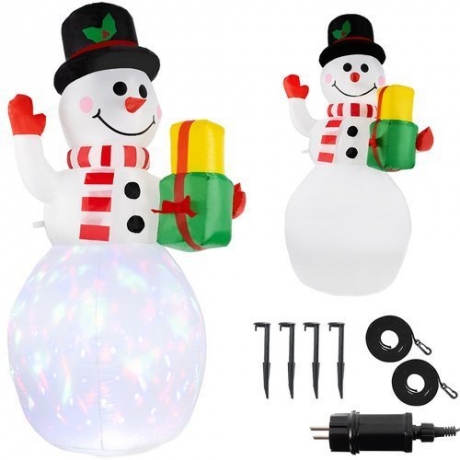 LED osvetlený nafukovací snehuliak - viacfarebný