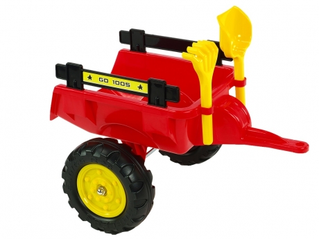Vlek za traktor Trailer s lopatou a hrabľami, 2 kolesový, dĺžka 56cm